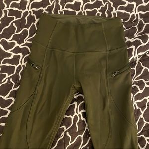 Green Lululemon Fleece Lined Leggings